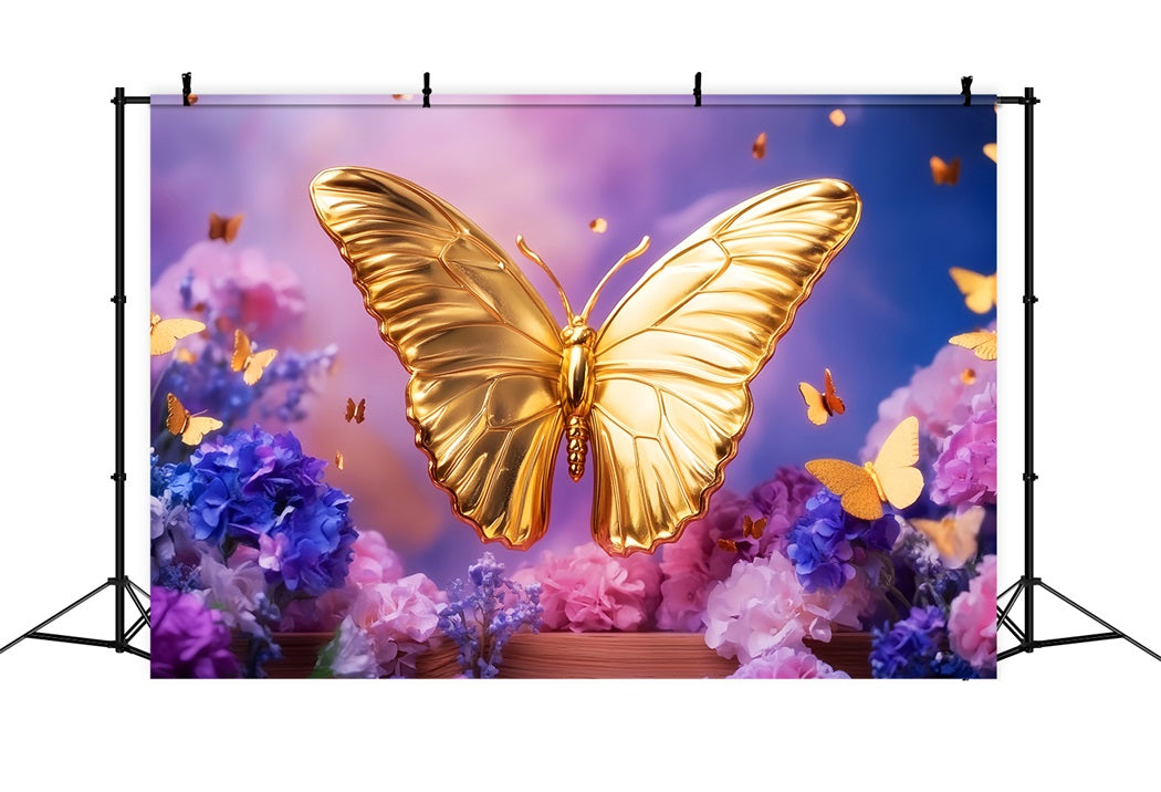 Butterfly Backdrop Golden Butterfly Floral Fantasy Newborn Photo Backdrop UK LXX58-379