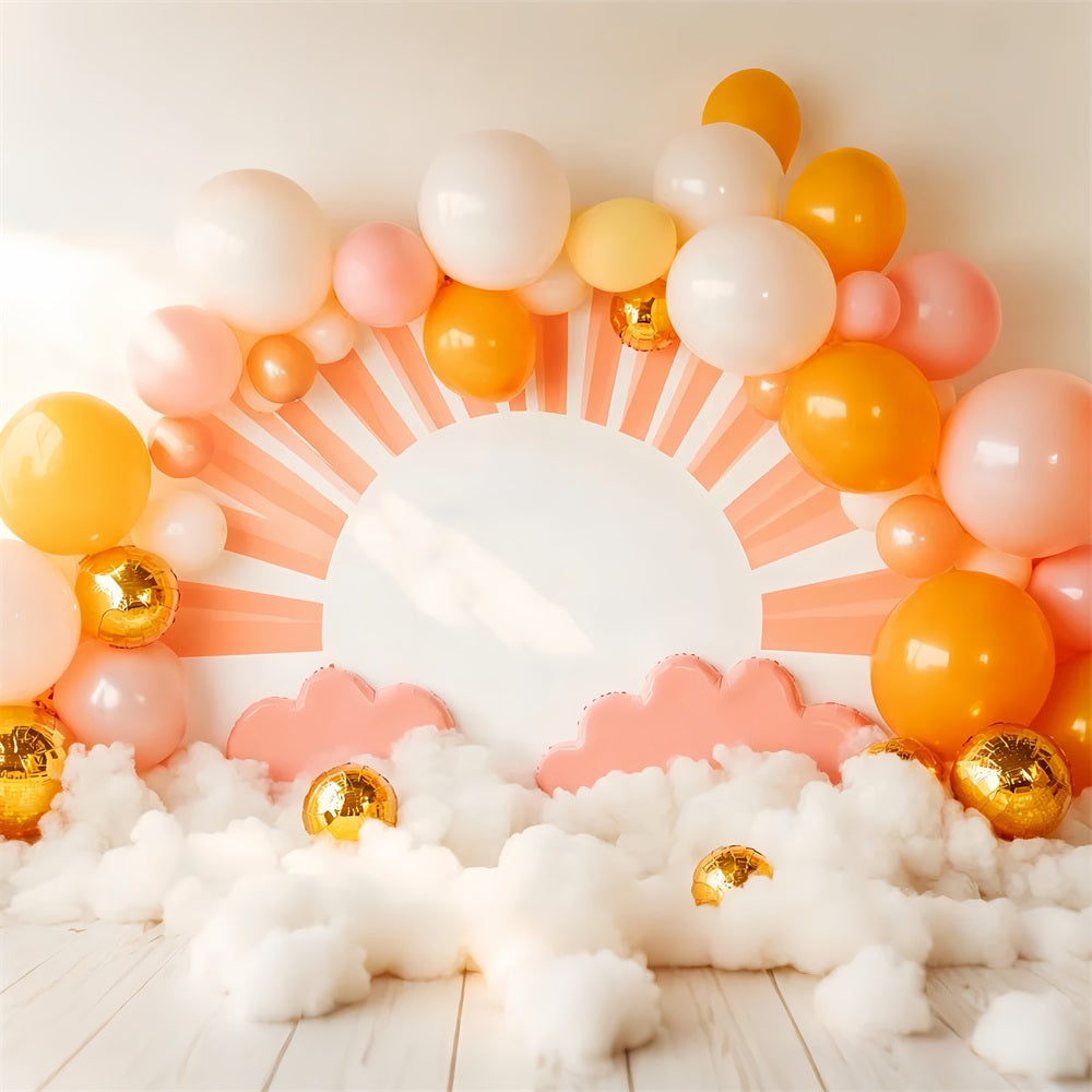 Newborn Backdrop Sunrise Balloon Cloud Glow Newborn Photography Backdrop UK LXX58-383