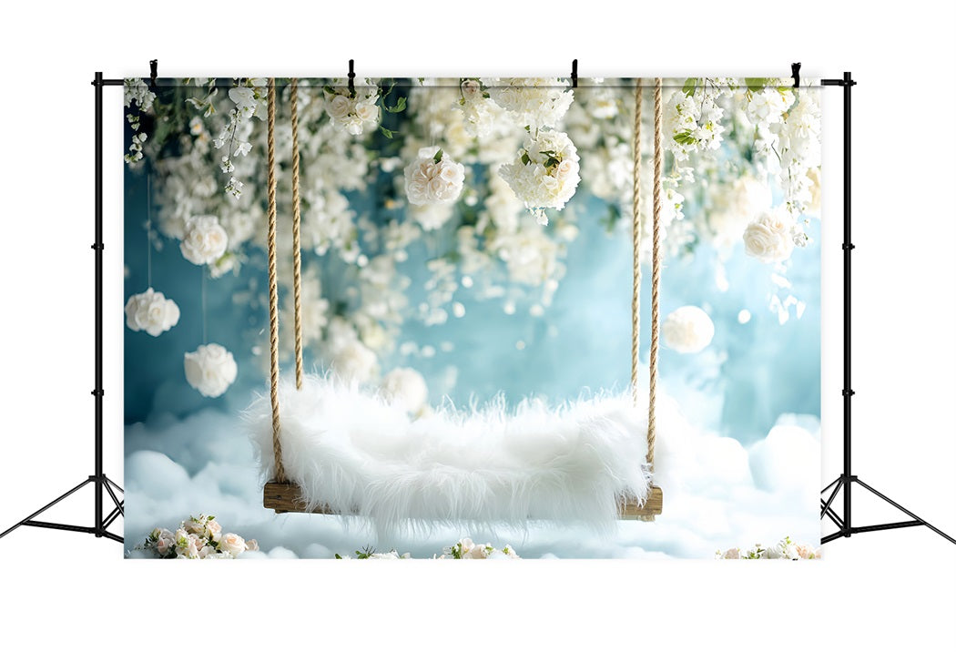 Newborn Backdrop White Blossom Swing Fluffy Seat Newborn Photo Backdrop UK LXX58-384