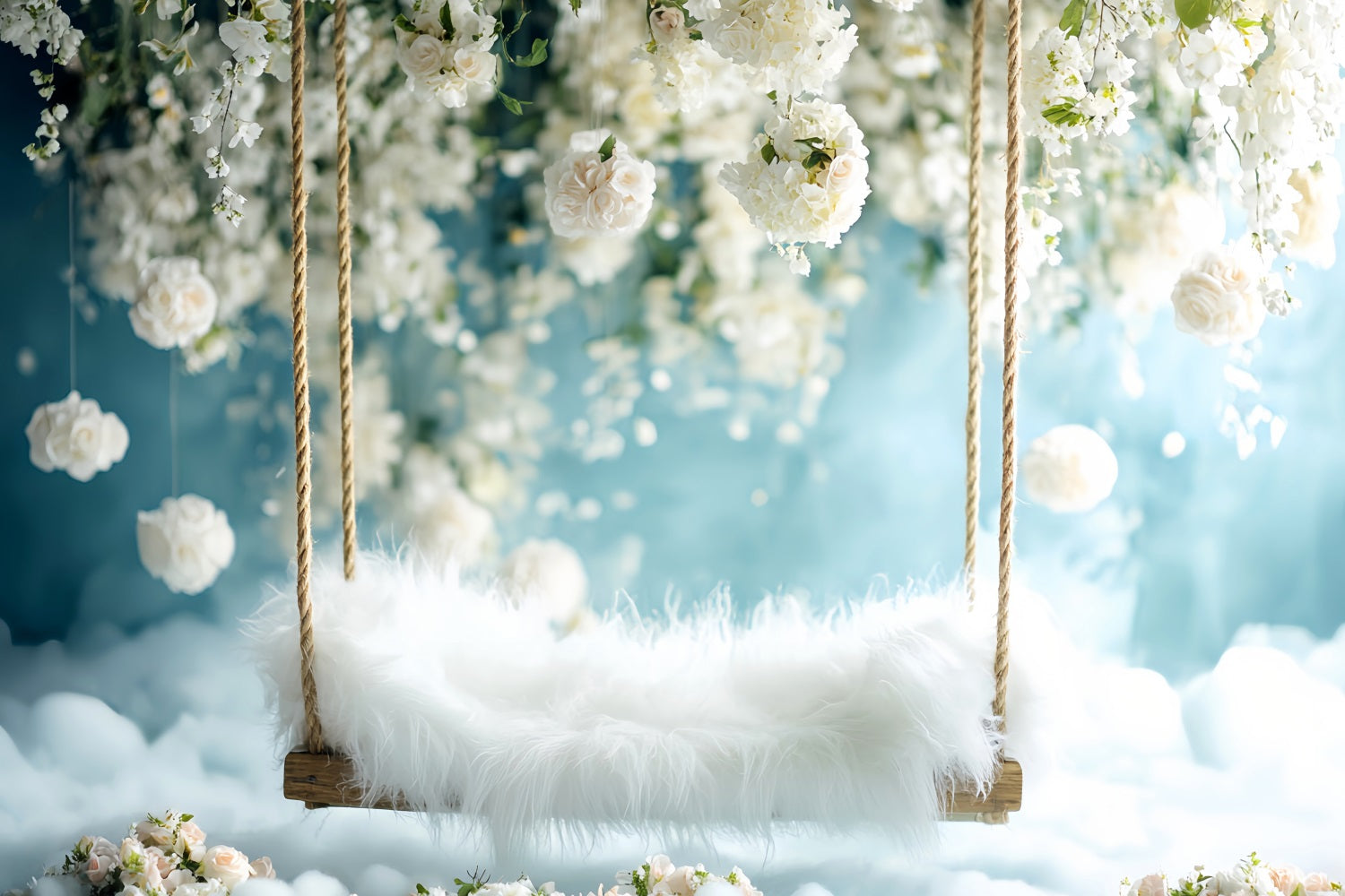 Newborn Backdrop White Blossom Swing Fluffy Seat Newborn Photo Backdrop UK LXX58-384