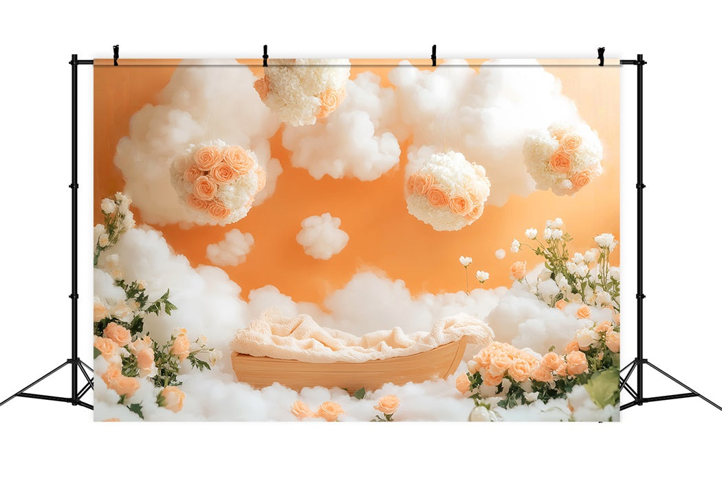 Newborn Backdrop Peach Rose Cloudy Dreamland Newborn Photoshoot Backdrop UK LXX58-385