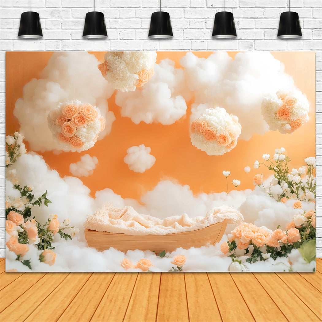 Newborn Backdrop Peach Rose Cloudy Dreamland Newborn Photoshoot Backdrop UK LXX58-385