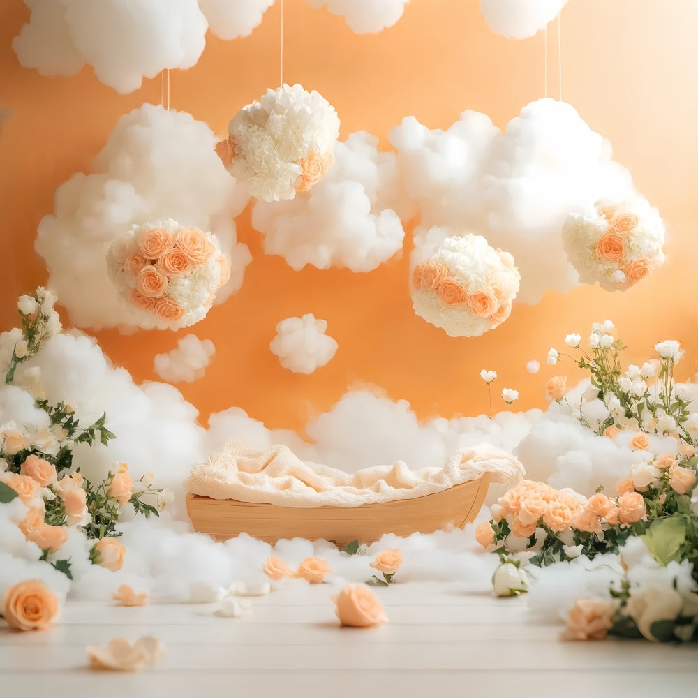 Newborn Backdrop Peach Rose Cloudy Dreamland Newborn Photoshoot Backdrop UK LXX58-385