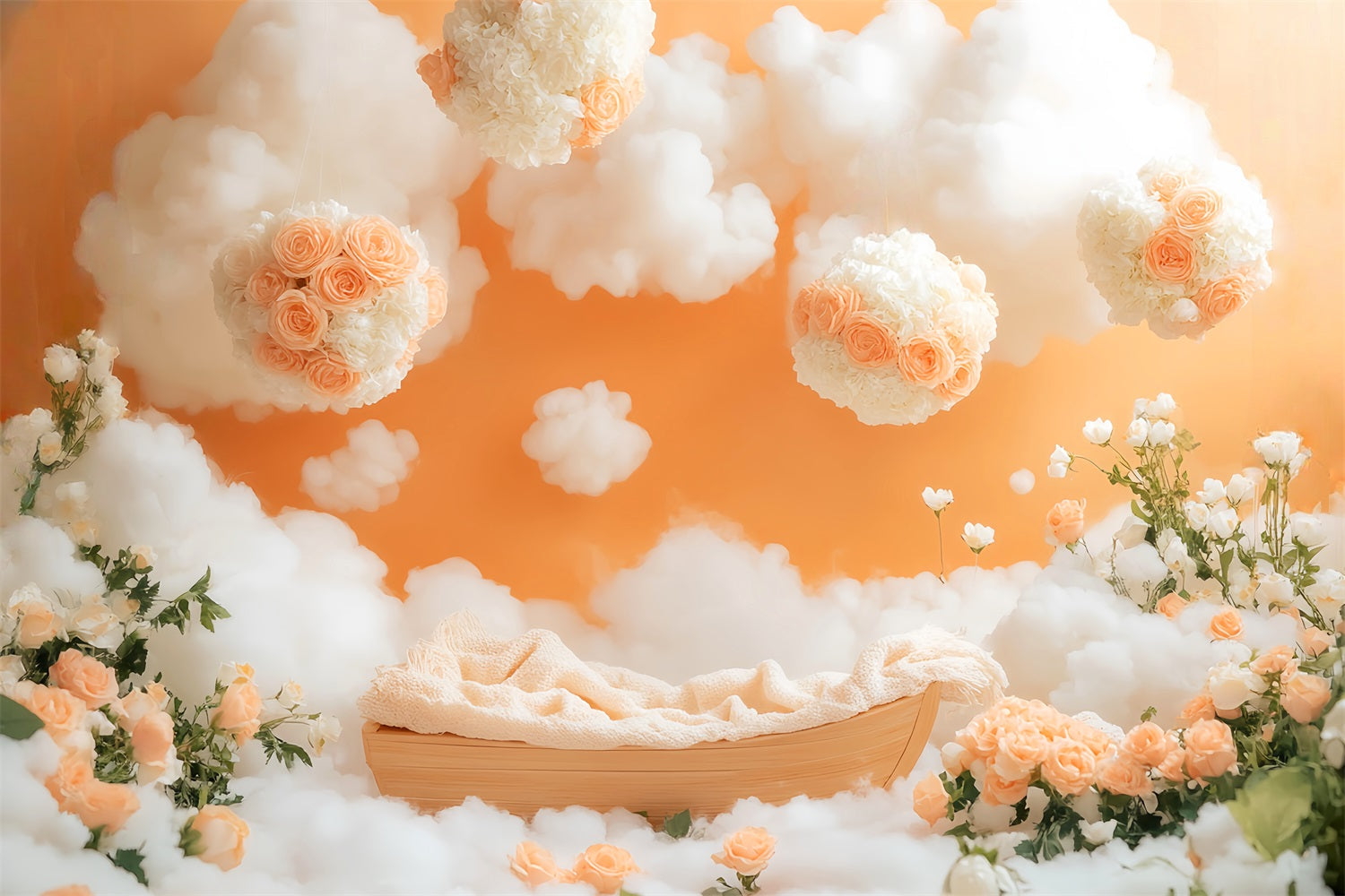 Newborn Backdrop Peach Rose Cloudy Dreamland Newborn Photoshoot Backdrop UK LXX58-385