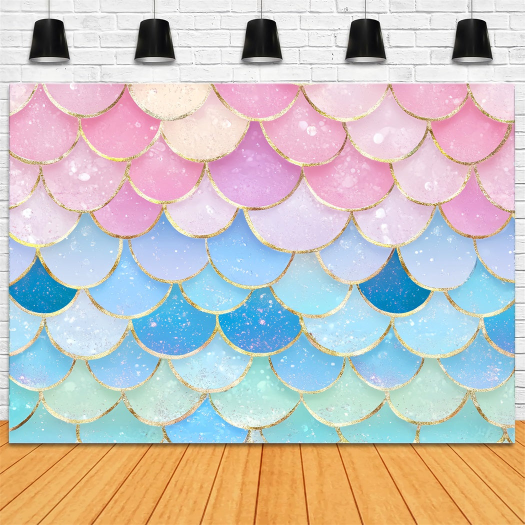 Newborn Backdrop Pastel Mermaid Glitter Scales Kids Photo Backdrop UK LXX58-387