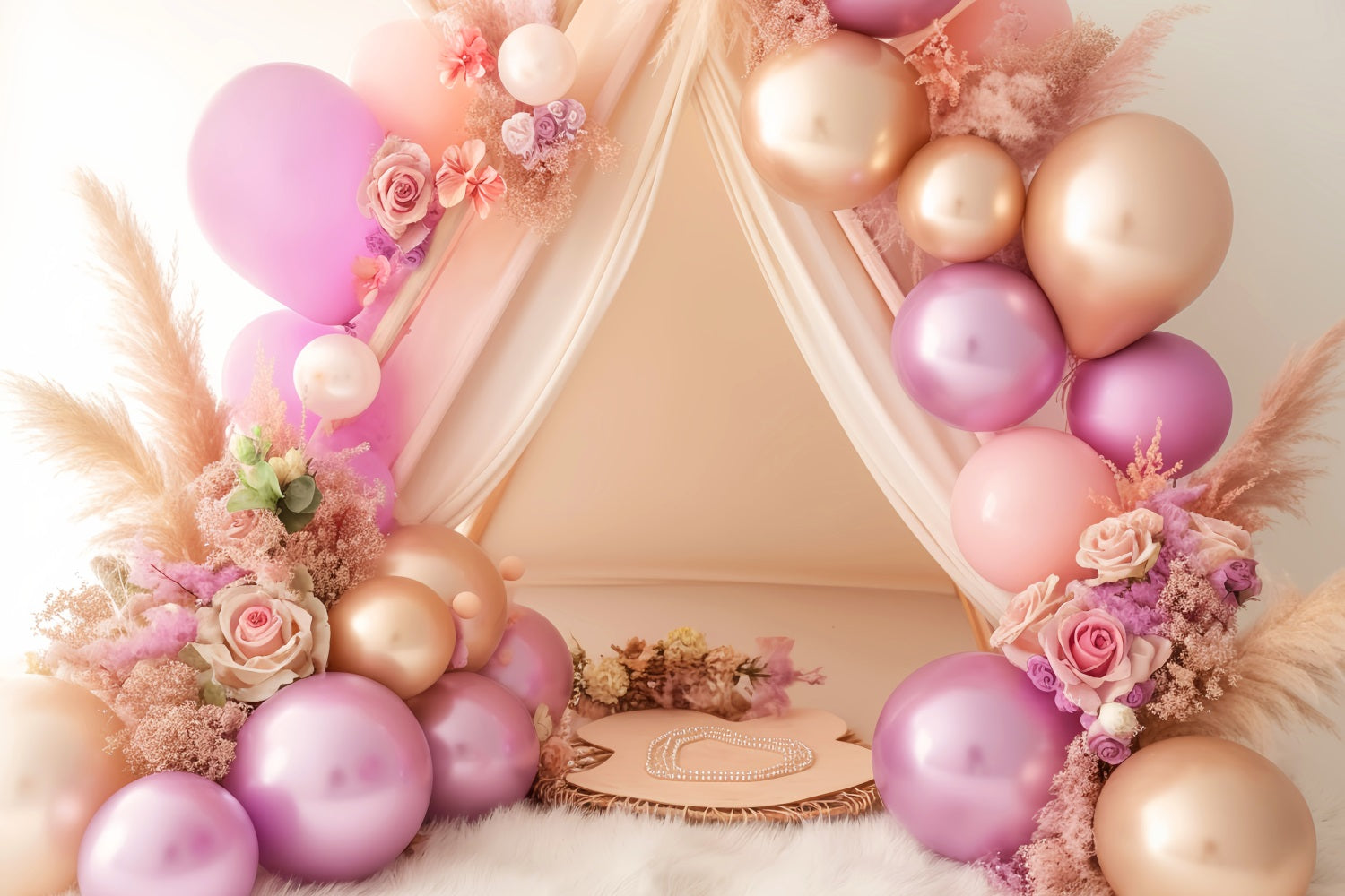 Newborn Backdrop Blush Balloon Floral Tent Kids Backdrops UK LXX58-388