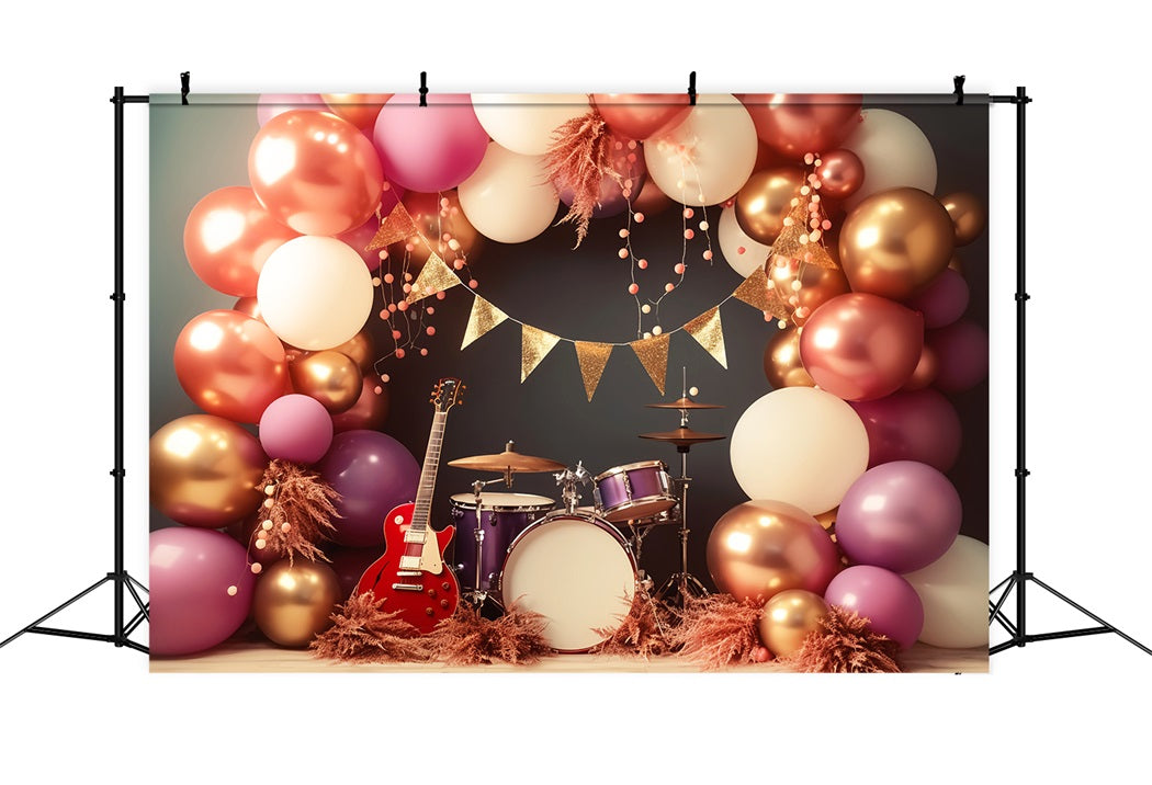 Moon And Stars Backdrop Golden Banner Balloon Stage Kids Photo Backdrop UK LXX58-391
