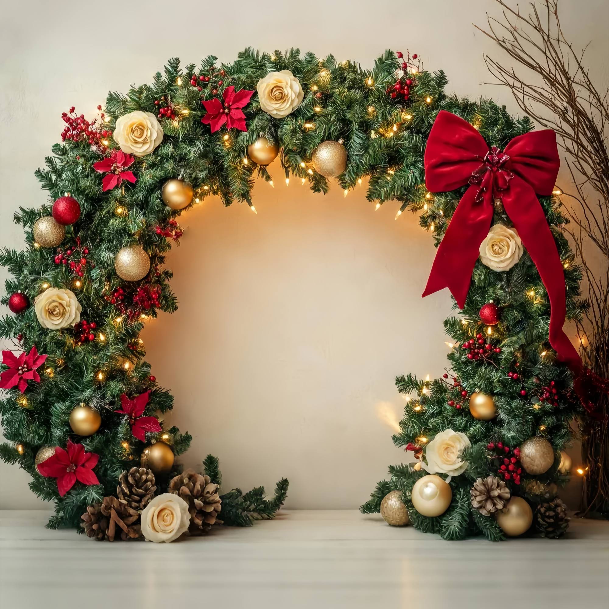 Christmas Wall Backdrop Gold Rose Garland Wall Arch Christmas Backdrop UK LXX58-72