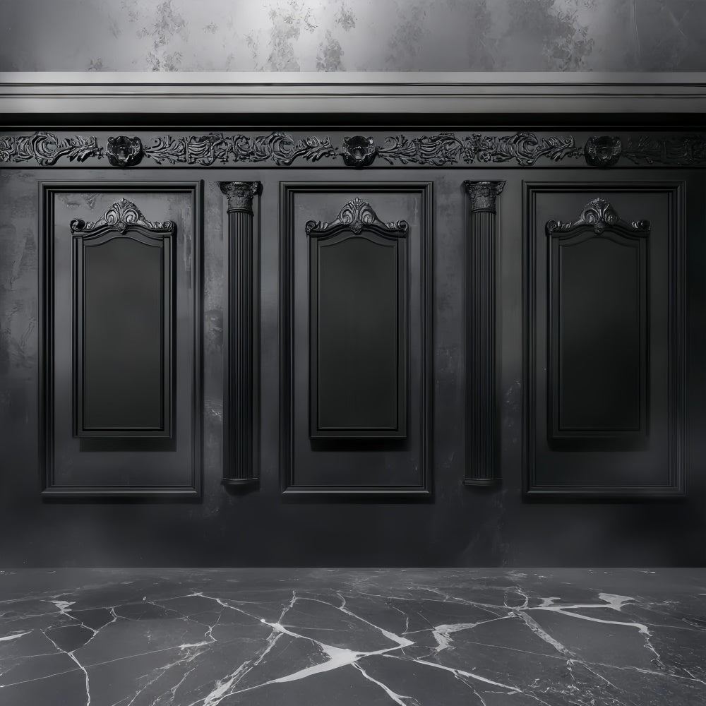 Halloween Wall Backdrop Baroque Black Panel Backdrop UK LXX58-8