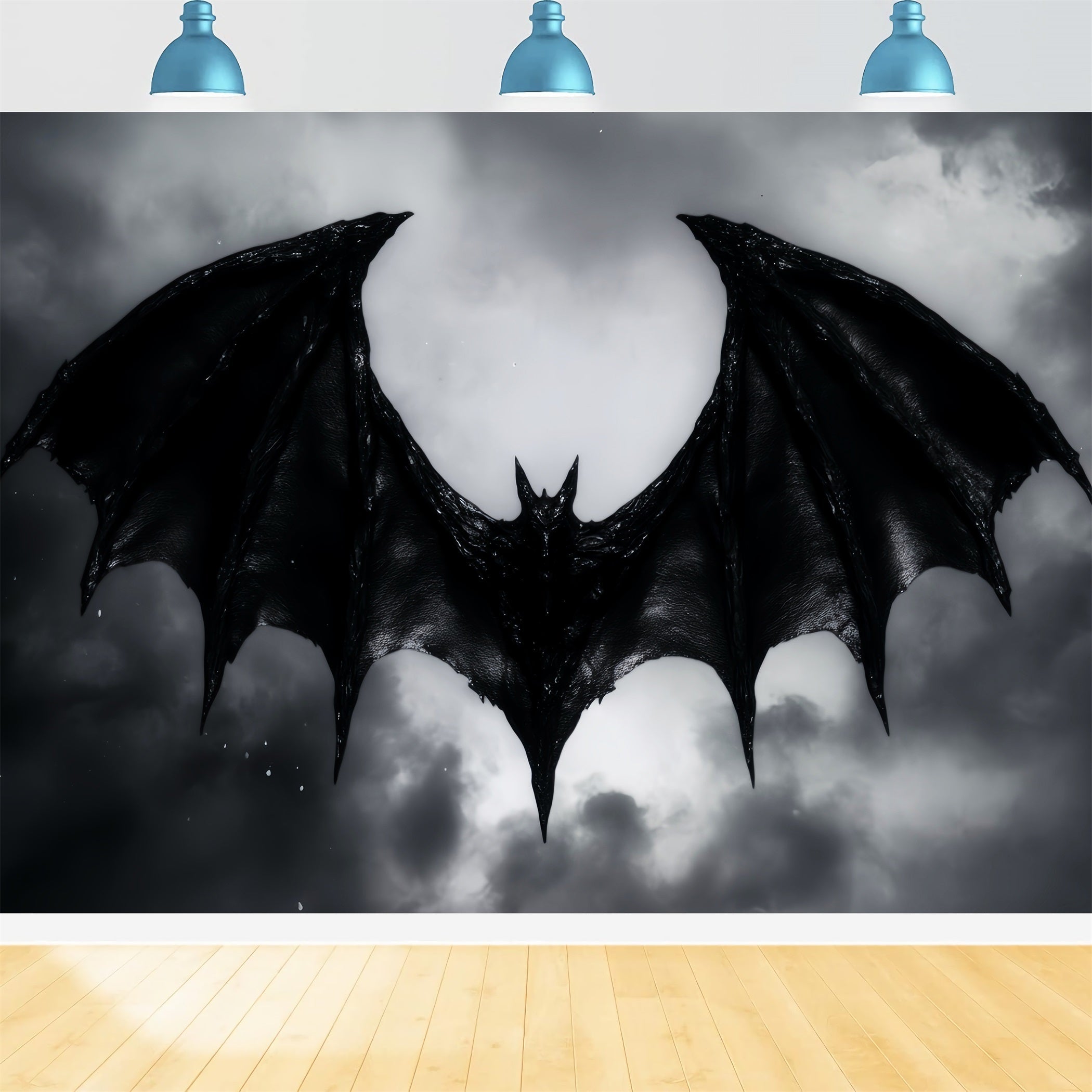 Halloween Bat Backdrop Dark Winged Bat Silhouette Halloween Photo Backdrops UK LXX59-110