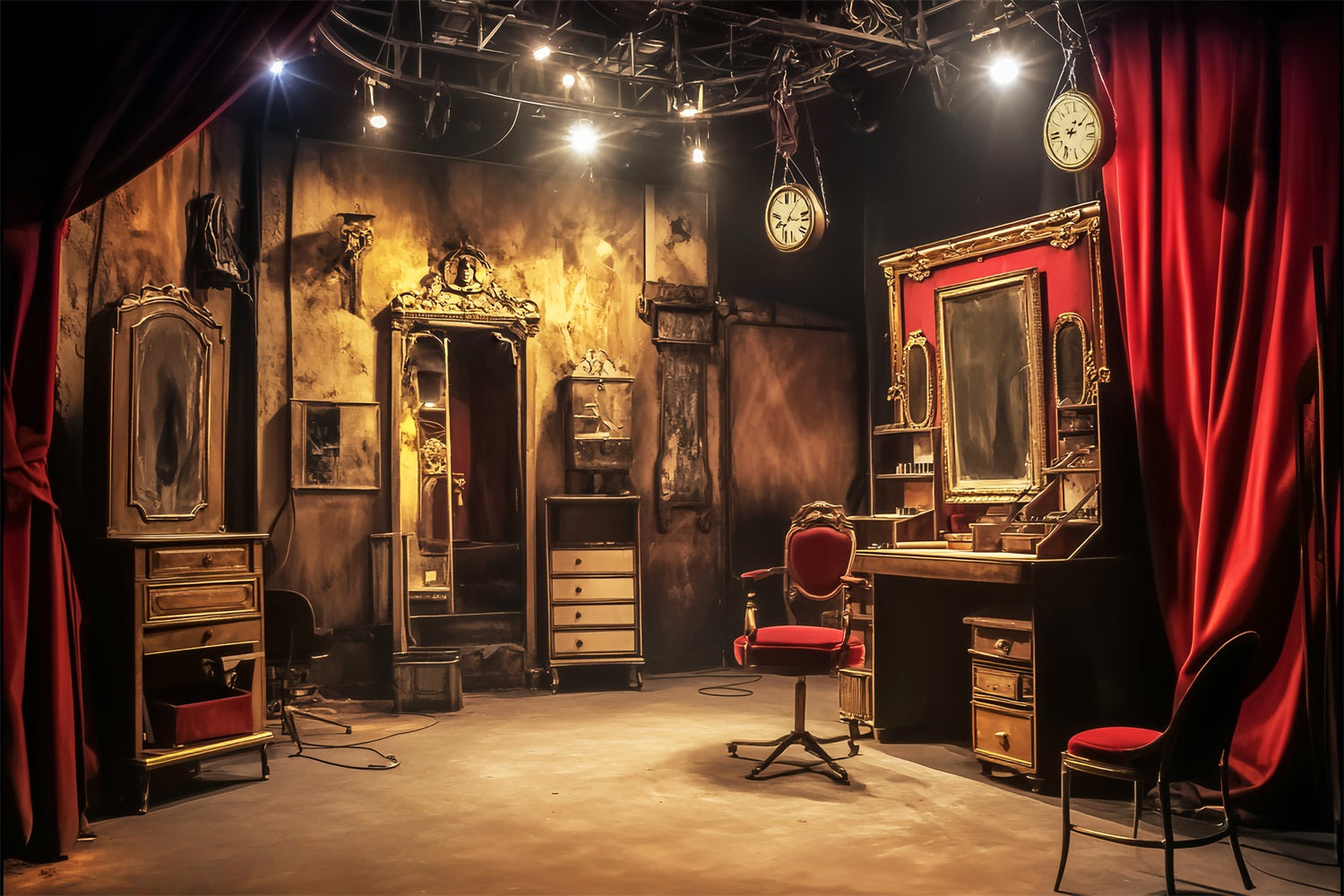 Graveyard Backdrop Gothic Haunted Dressing Room Halloween Photography Backdrop UK LXX59-112