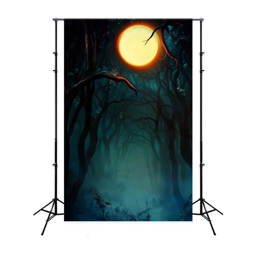 Haunted Forest Backdrop Dark Haunted Forest Full Moon Halloween Moon Backdrop UK LXX59-142