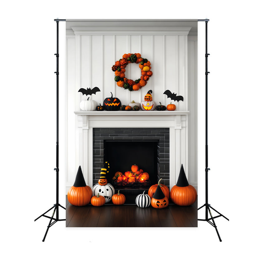 Halloween Color Backdrop Pumpkin Fireplace Festive Decor Halloween Backdrops UK LXX59-147