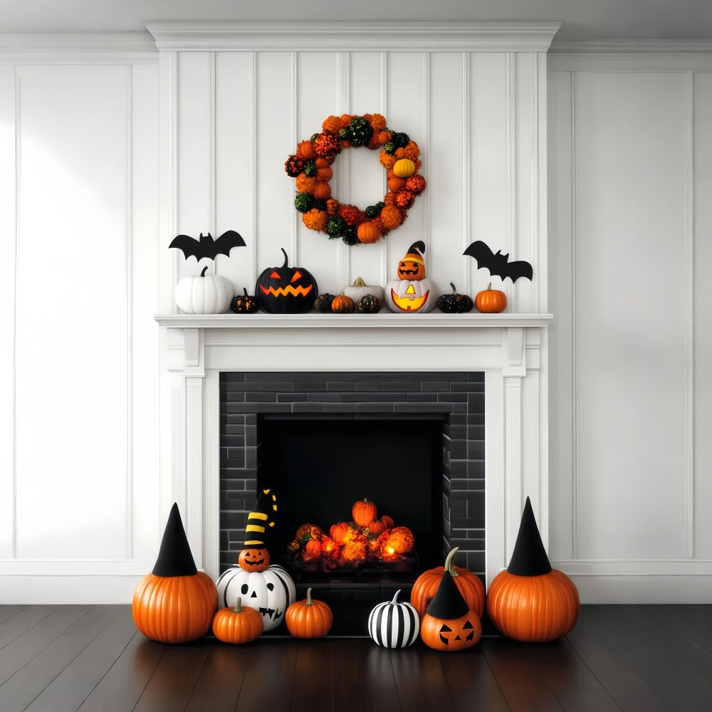 Halloween Color Backdrop Pumpkin Fireplace Festive Decor Halloween Backdrops UK LXX59-147