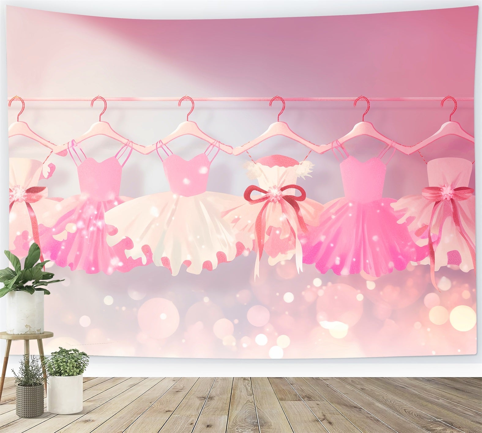 Dance Studio Backdrop Pastel Pink Ballet Dresses Row Dance Backdrop UK LXX59-15