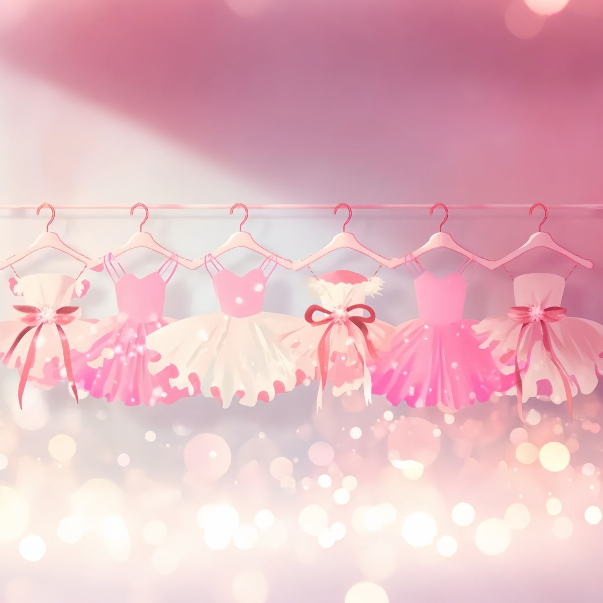 Dance Studio Backdrop Pastel Pink Ballet Dresses Row Dance Backdrop UK LXX59-15