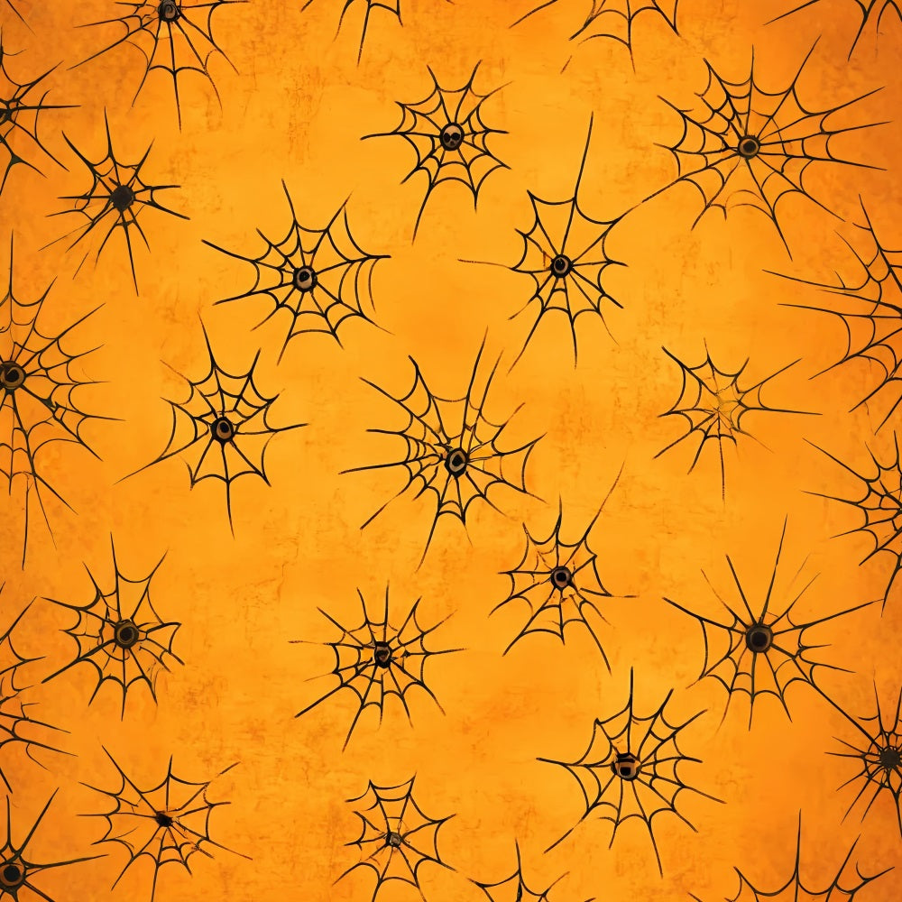 Color Backdrop Orange Background Spiderweb Pattern Halloween Photo Booth Backdrop UK LXX59-151