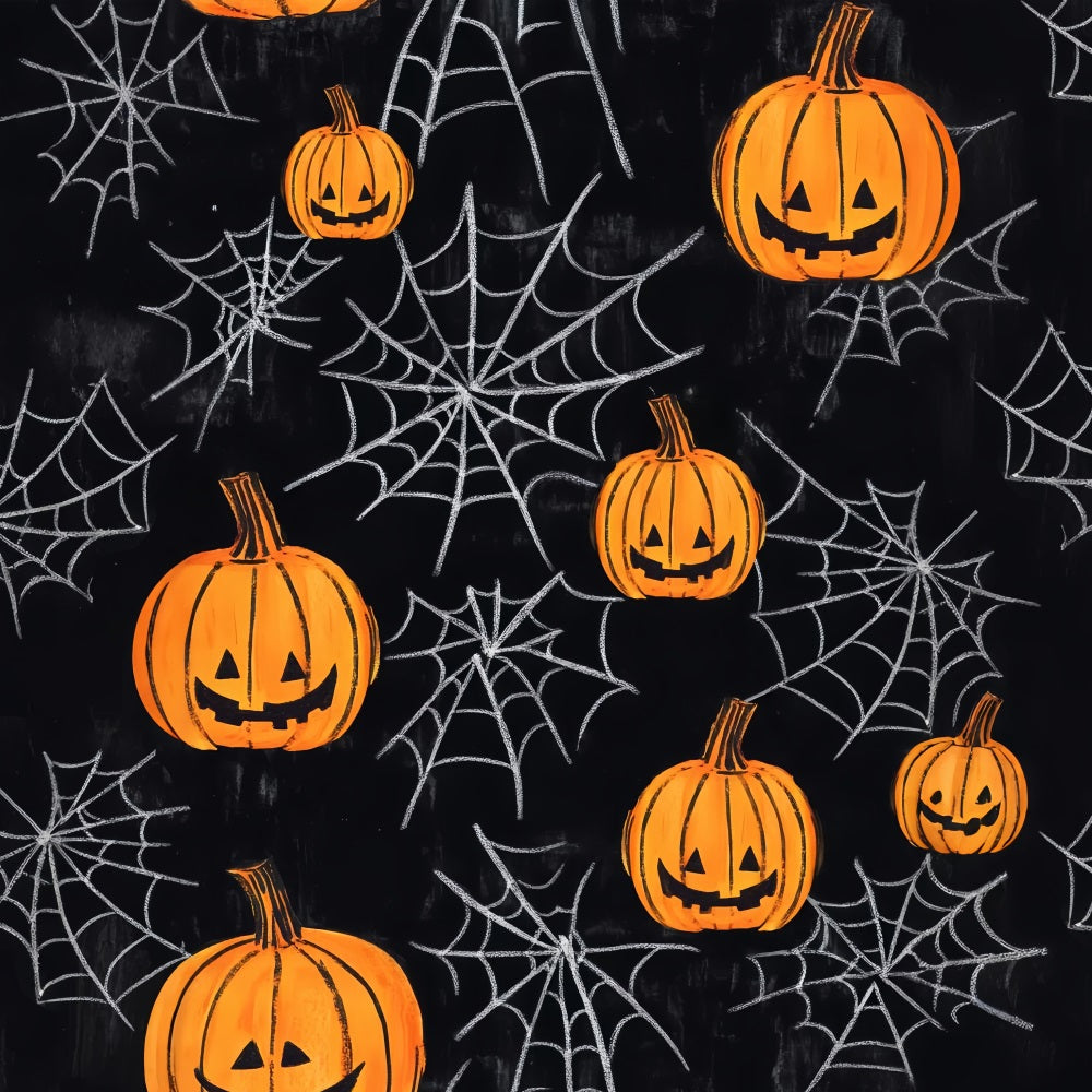Halloween Color Backdrop Pumpkin Lantern Spider Web Halloween Photography Backdrop UK LXX59-152
