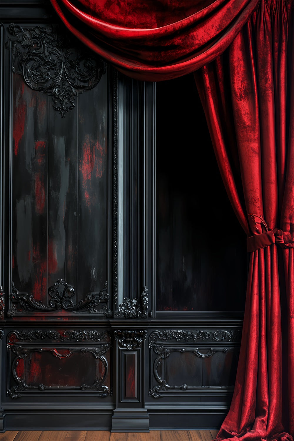 Halloween Color Backdrop Dark Velvet Red Drapery Halloween Picture Backdrop UK LXX59-154