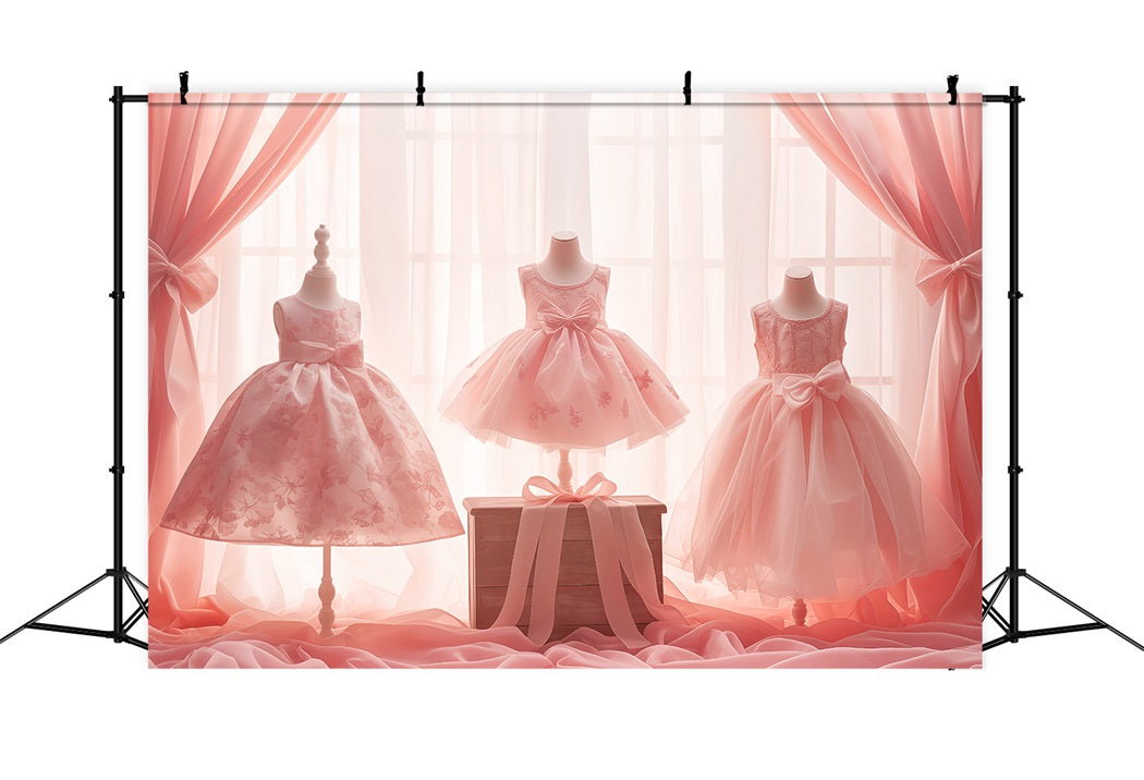 Dance Studio Backdrop Elegant Pink Gowns Window Display Dance Backdrops UK LXX59-16