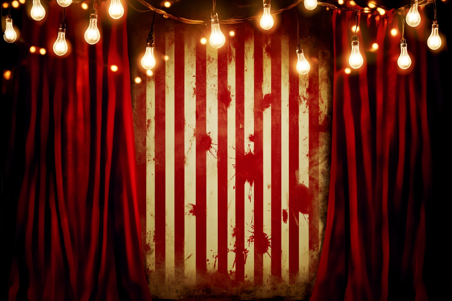 Graveyard Backdrop Blood Stained Circus Curtain Halloween Wall Backdrop UK LXX59-160