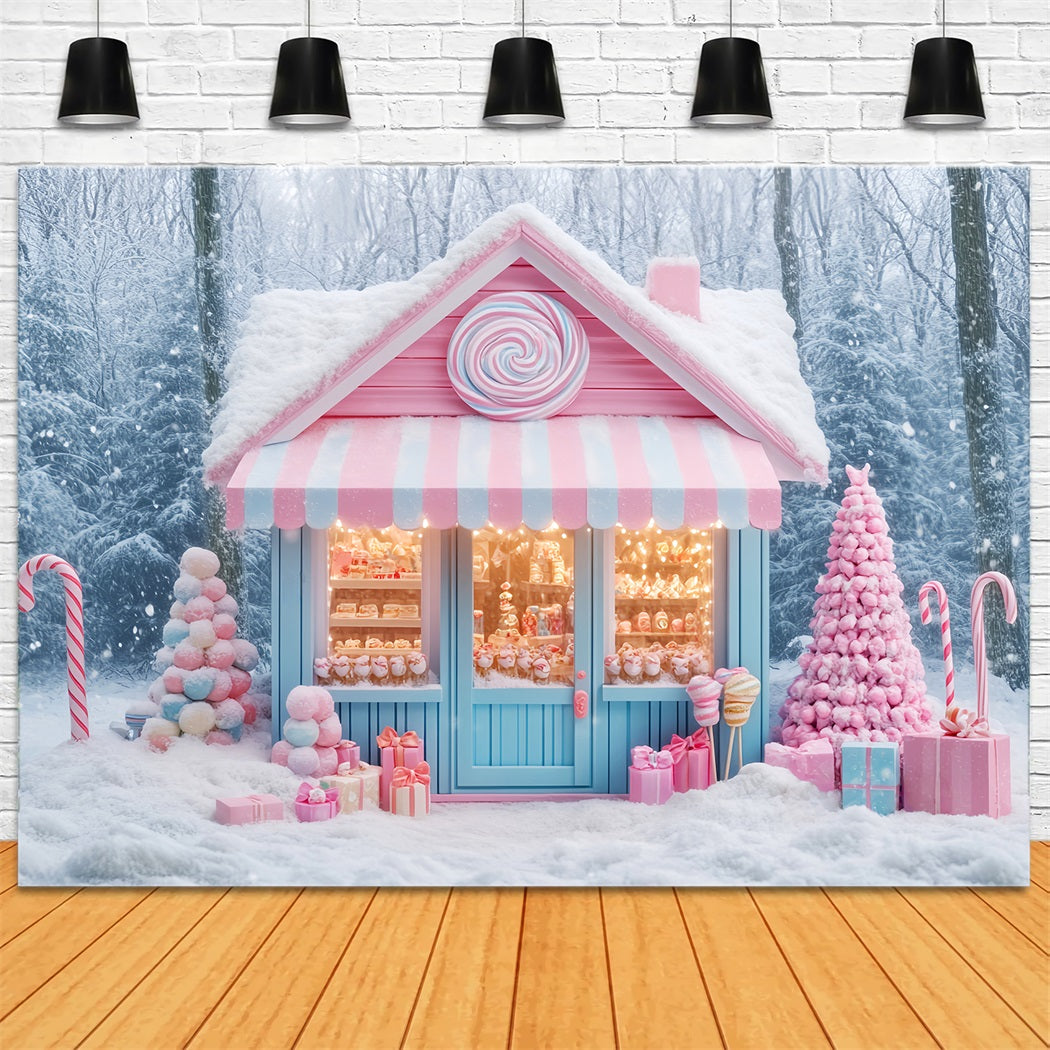 Candyland Backdrop Candy Shop Winter Wonderland Christmas Backdrop UK LXX59-162