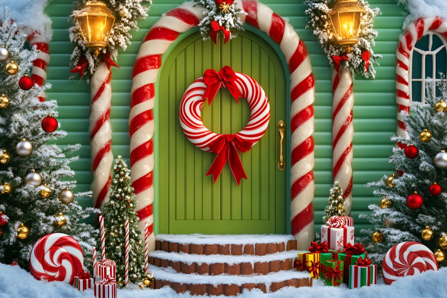 Candyland Backdrop Candy House Pastel Wonderland Christmas Photo Backdrops UK LXX59-166