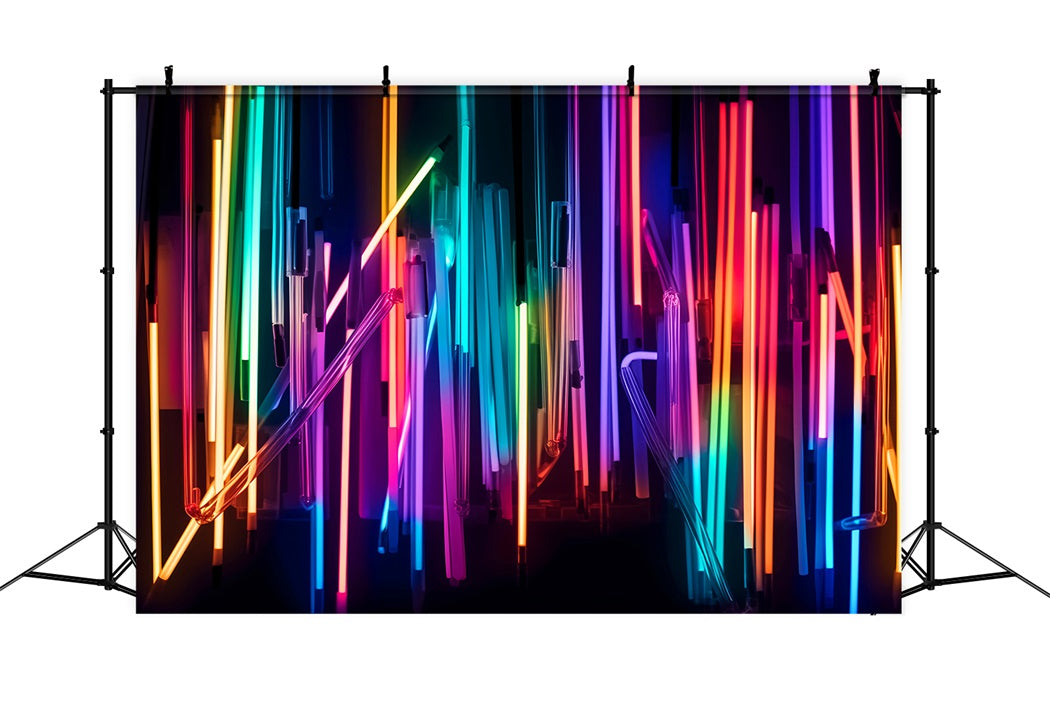 Dance Studio Backdrop Neon Rainbow Glow Lights Photography Dance Backdrop UK LXX59-17