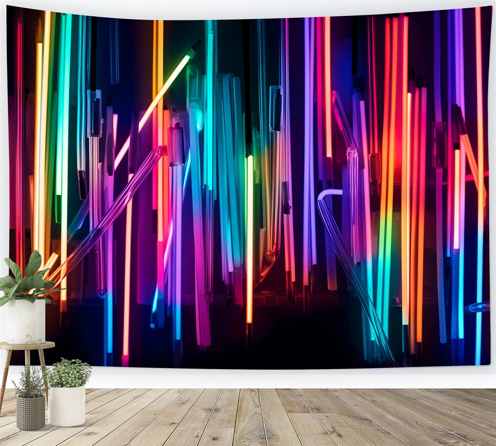 Dance Studio Backdrop Neon Rainbow Glow Lights Photography Dance Backdrop UK LXX59-17
