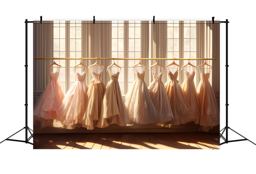 Dance Studio Backdrop Golden Ballroom Gown Display School Dance Backdrop UK LXX59-18