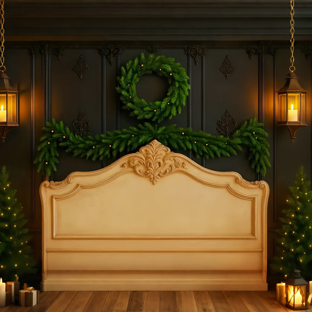 Headboard Backdrop Elegant Garland Wreath Wall Professional Christmas Backdrops UK LXX59-180