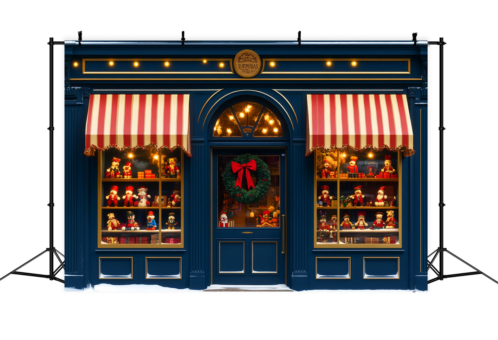 Toy Store Backdrop Shop Window Holiday Display Christmas Photography Backdrops UK LXX59-188