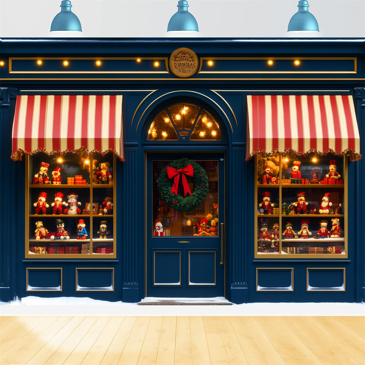 Toy Store Backdrop Shop Window Holiday Display Christmas Photography Backdrops UK LXX59-188