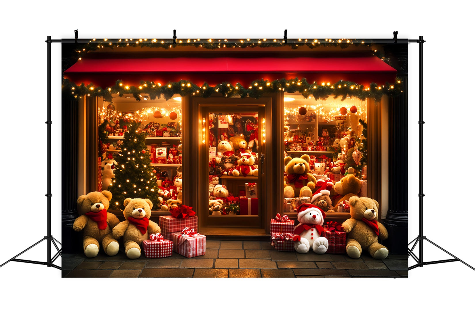 Toy Store Backdrop Teddy Bear Gift Shop Display Christmas Backdrop Ideas UK LXX59-189