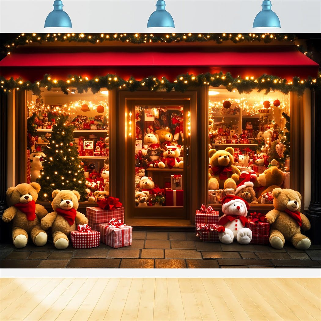 Toy Store Backdrop Teddy Bear Gift Shop Display Christmas Backdrop Ideas UK LXX59-189