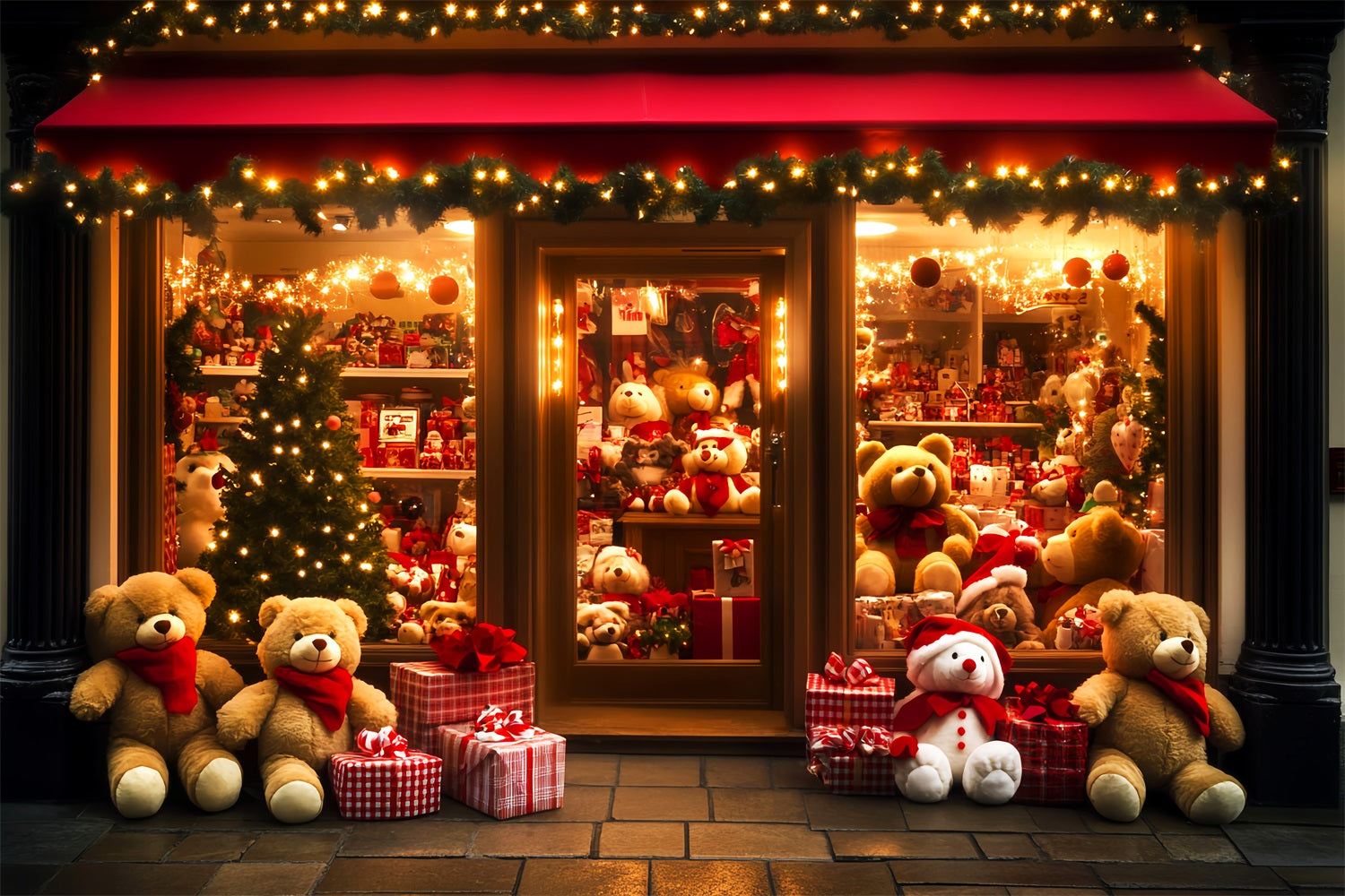Toy Store Backdrop Teddy Bear Gift Shop Display Christmas Backdrop Ideas UK LXX59-189