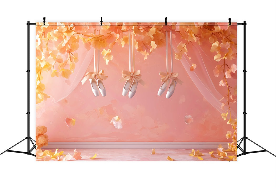 Dance Studio Backdrop Peach Blossom Ballet Slippers Dance Backdrops UK LXX59-19
