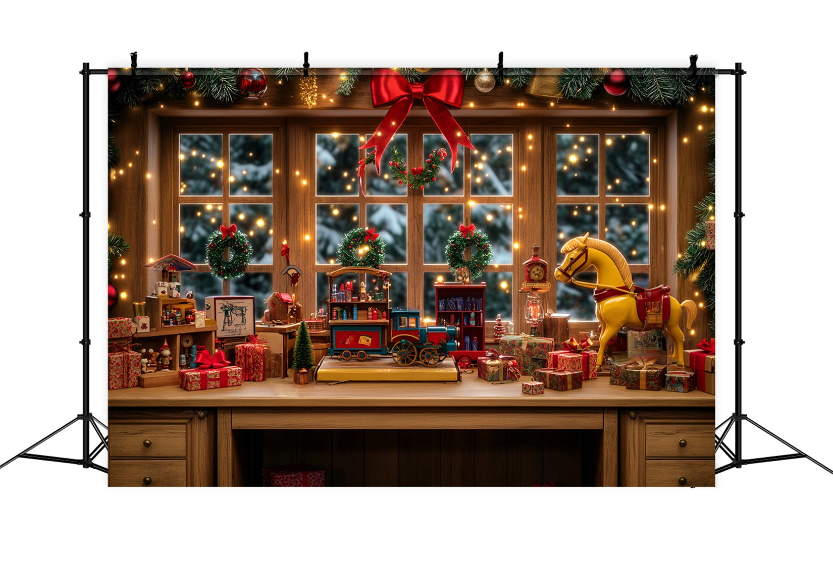 Toy Store Backdrop Toy Workshop Window Display Christmas Backdrop UK LXX59-191