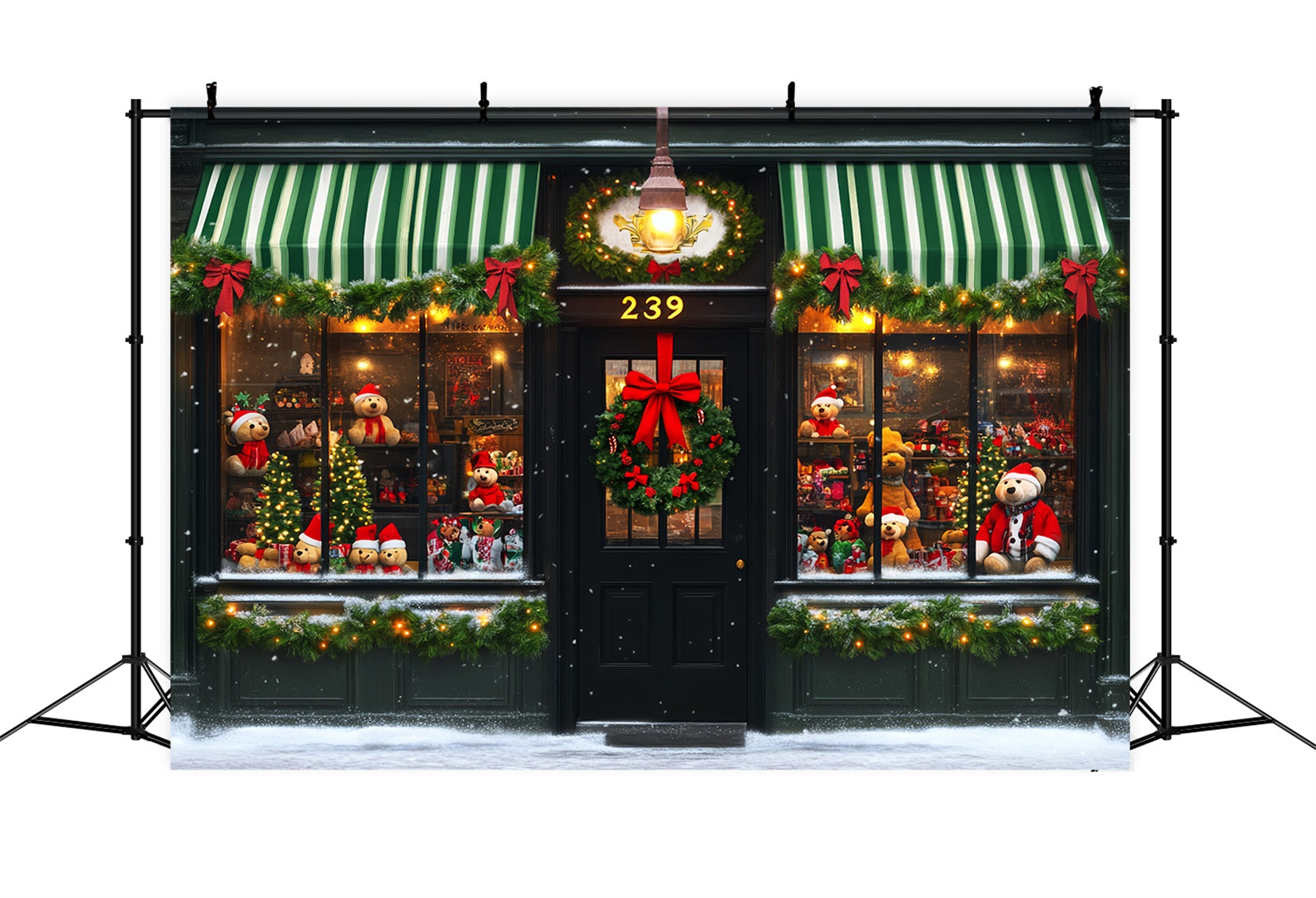 Toy Store Backdrop Teddy Bear Storefront Decor Christmas Backdrops UK LXX59-192