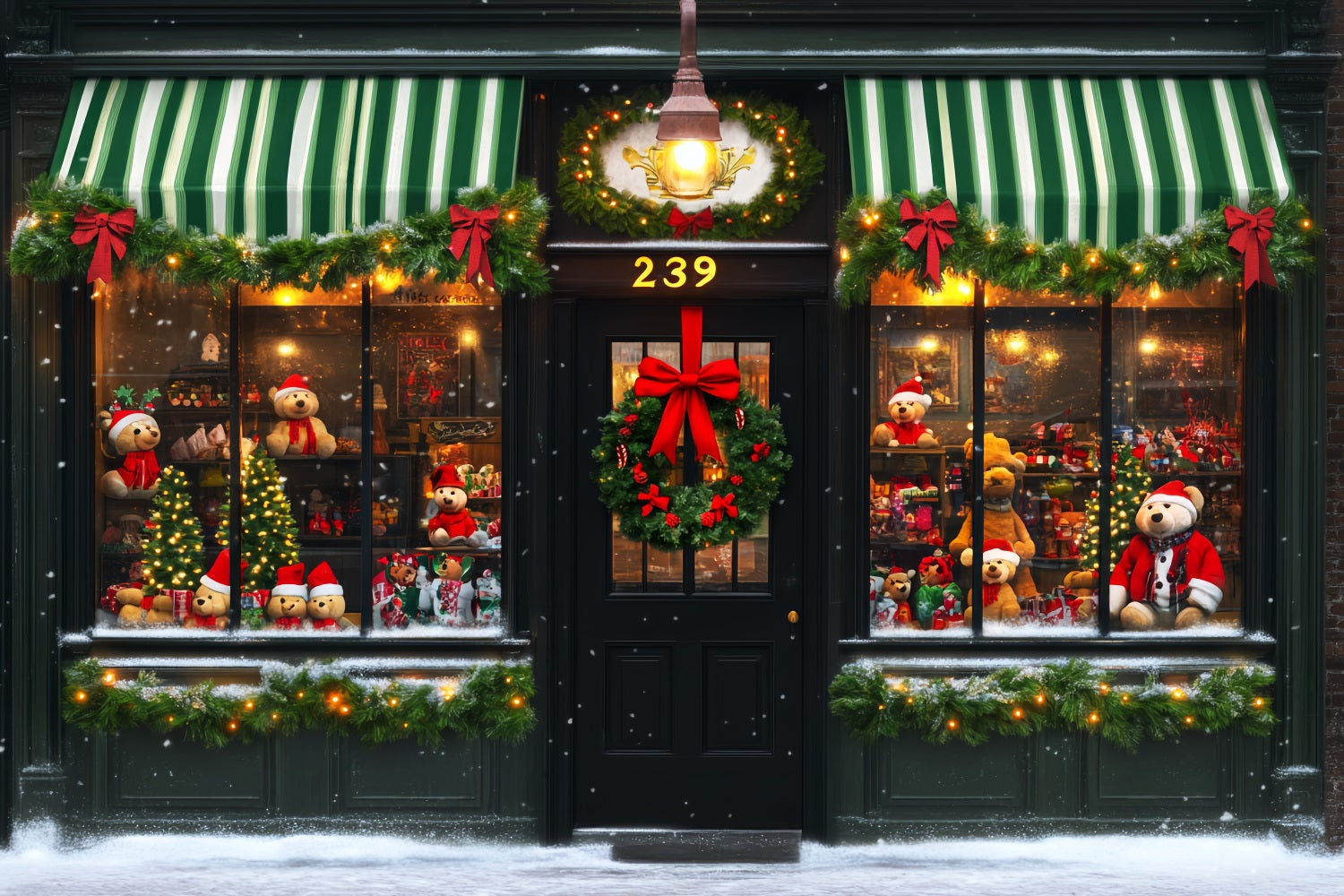 Toy Store Backdrop Teddy Bear Storefront Decor Christmas Backdrops UK LXX59-192