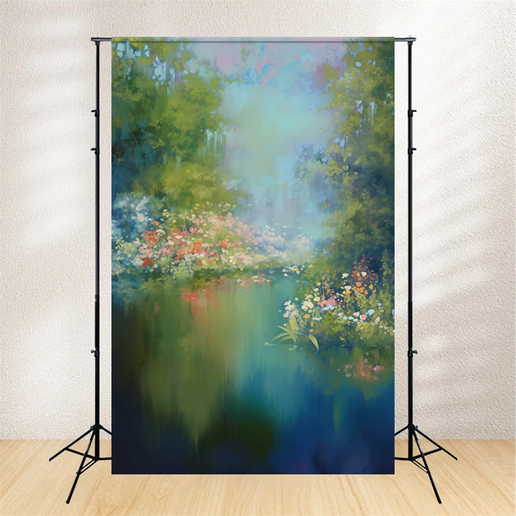 Abstract Painting Flower Backdrop Impressionist Garden Bloom Colors Dance Backdrop UK LXX59-20