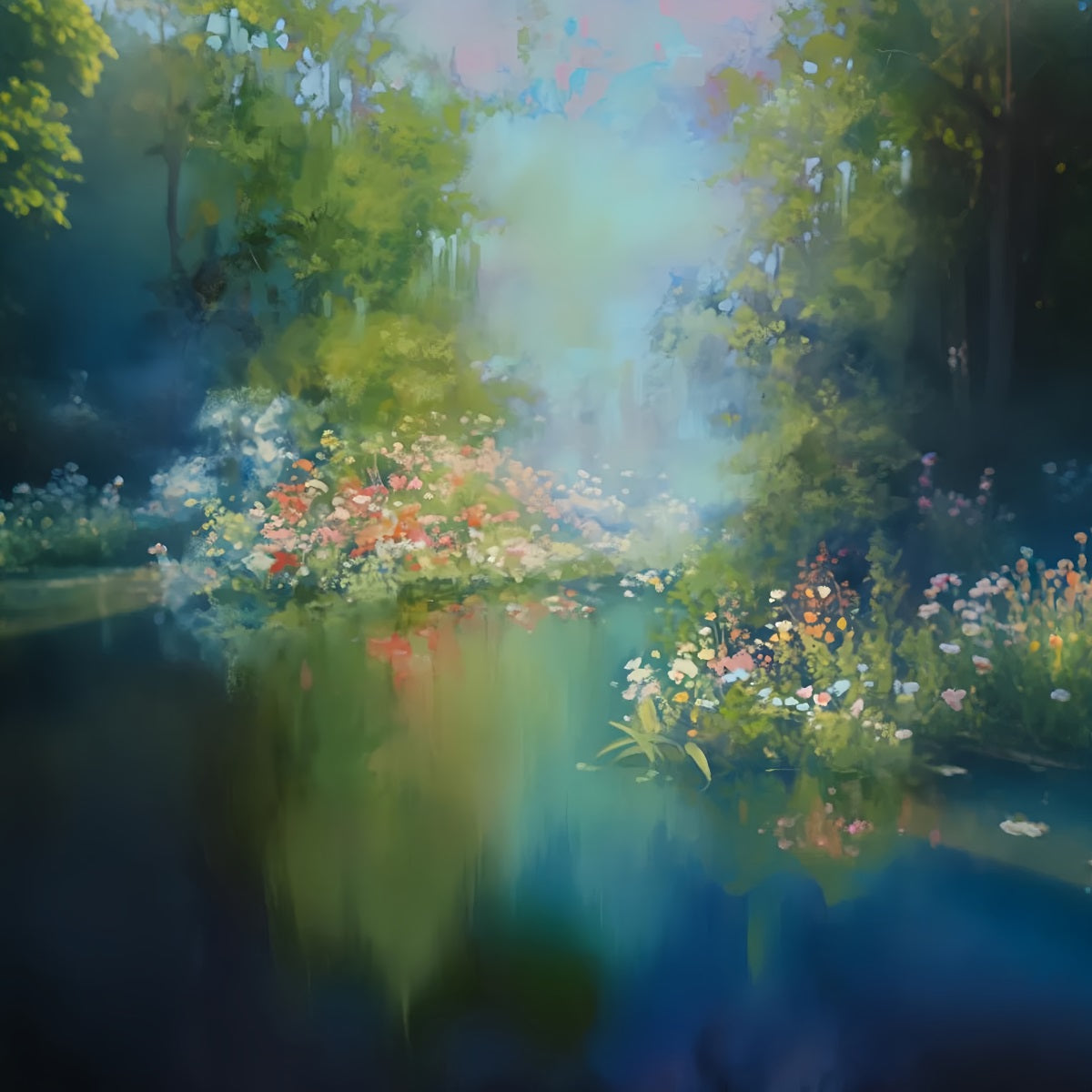 Abstract Painting Flower Backdrop Impressionist Garden Bloom Colors Dance Backdrop UK LXX59-20