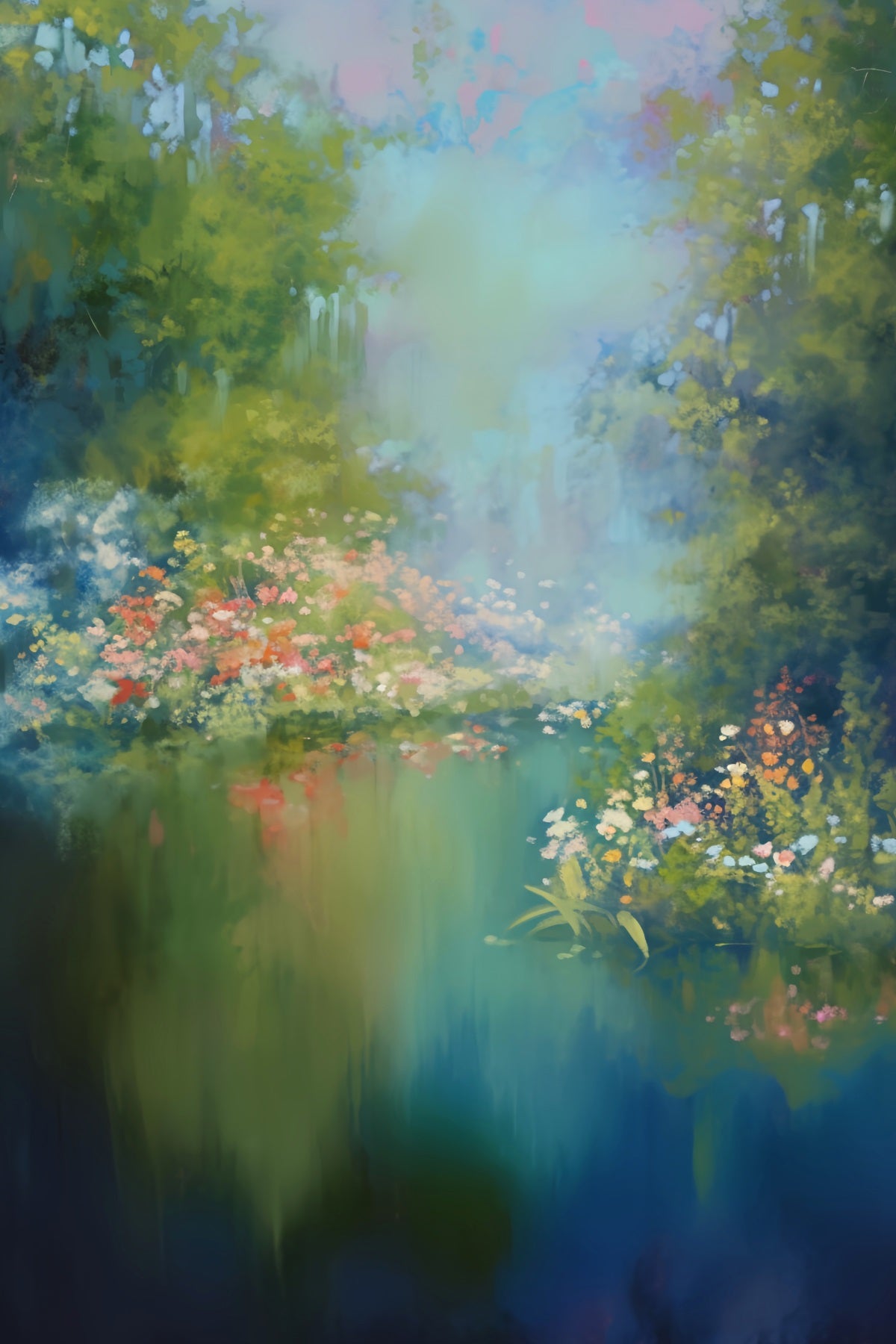 Abstract Painting Flower Backdrop Impressionist Garden Bloom Colors Dance Backdrop UK LXX59-20