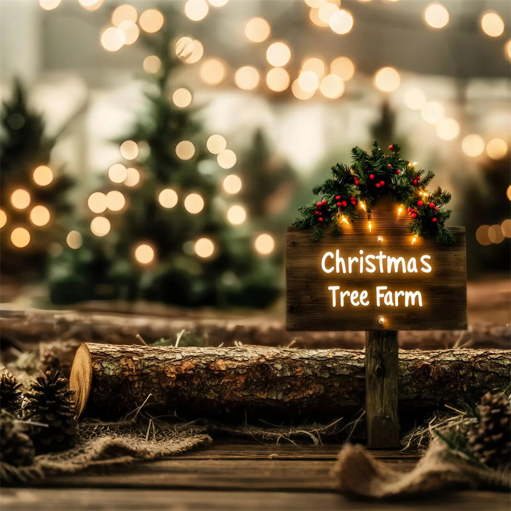 Christmas Farm Backdrop Rustic Tree Farm Sign Christmas Backdrops UK LXX59-203