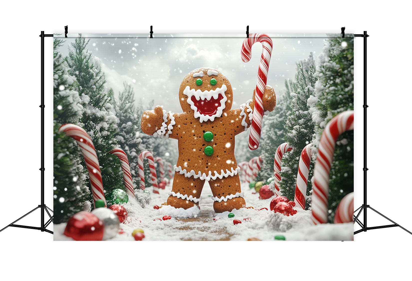 Gingerbread Backdrop Gingerbread Man Candy Path Christmas Photo Backdrop UK LXX59-204