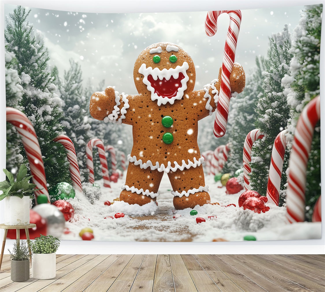 Gingerbread Backdrop Gingerbread Man Candy Path Christmas Photo Backdrop UK LXX59-204