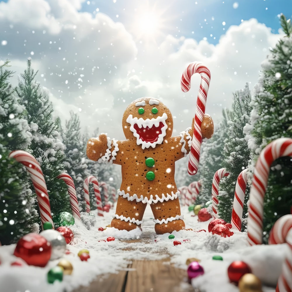 Gingerbread Backdrop Gingerbread Man Candy Path Christmas Photo Backdrop UK LXX59-204