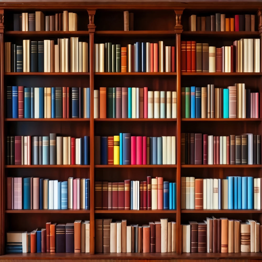 Back To School Backdrop Colorful Bookshelf Knowledge Wall School Picture Backdrop UK LXX59-209