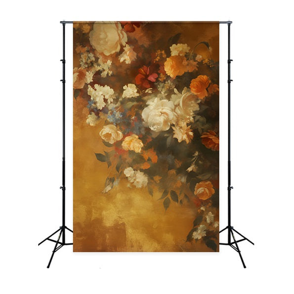 Abstract Painting Flower Backdrop Golden Vintage Floral Pattern Dance Backdrops UK LXX59-21