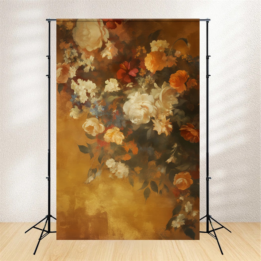 Abstract Painting Flower Backdrop Golden Vintage Floral Pattern Dance Backdrops UK LXX59-21